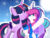 Size: 1019x768 | Tagged: safe, artist:mlpcotton-candy-pone, twilight sparkle, oc, oc:magical melody, alicorn, pony, unicorn, g4, alicorn oc, clothes, female, mare, scarf, twilight sparkle (alicorn), two toned wings