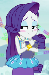 Size: 496x761 | Tagged: safe, screencap, rarity, equestria girls, equestria girls specials, g4, my little pony equestria girls: better together, my little pony equestria girls: rollercoaster of friendship, blushing, cropped, female, rarity peplum dress, solo