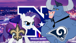 Size: 1920x1080 | Tagged: safe, artist:90sigma, artist:kyute-kitsune, iron will, rarity, pony, g4, american football, los angeles rams, new orleans saints, nfc, nfc championship, nfl, nfl playoffs, sports, vector