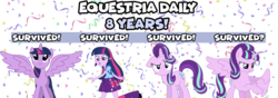 Size: 1000x350 | Tagged: safe, starlight glimmer, twilight sparkle, alicorn, pony, equestria daily, equestria girls, g4, magical mystery cure, my little pony equestria girls, alicorn drama, alicornified, banner, drama, equestria girls drama, princess starlight glimmer, race swap, starlicorn, starlicorn drama, starlight drama, twilight sparkle (alicorn), xk-class end-of-the-world scenario