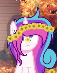 Size: 649x832 | Tagged: safe, artist:mlpcotton-candy-pone, oc, oc only, oc:magical melody, pony, unicorn, female, floral head wreath, flower, mare, solo
