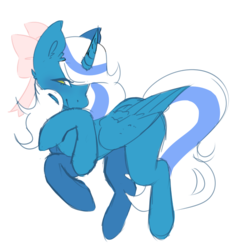 Size: 712x749 | Tagged: safe, artist:royaloids, oc, oc only, oc:fleurbelle, alicorn, pony, alicorn oc, blushing, bow, hair bow, simple background, solo, transparent background