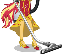 Size: 843x640 | Tagged: safe, artist:limedazzle, sunset shimmer, dance magic, equestria girls, equestria girls specials, g4, backpack vacuum cleaner, clothes, dress, flamenco dress, high heels, legs, pictures of legs, shoes, simple background, sunset shimmer flamenco dress, vacuum cleaner, white background, why