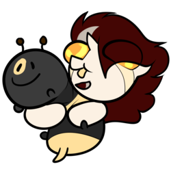 Size: 3000x3000 | Tagged: safe, artist:biepbot, artist:detpoot, oc, oc only, oc:biepbot, bee, original species, waspling, bee plush, crying, cute, happy, high res, horn, plushie, simple background, tears of joy, tongue out, transparent background