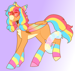 Size: 1156x1102 | Tagged: safe, artist:unicorn-mutual, oc, oc only, oc:hang loose, bat pony, pony, male, solo, stallion, sunglasses