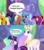 Size: 1280x1440 | Tagged: safe, edit, edited screencap, screencap, berry punch, berryshine, carrot top, cherry berry, golden harvest, goldengrape, meadow song, princess celestia, sir colton vines iii, starlight glimmer, trixie, twilight sparkle, alicorn, pony, celestial advice, g4, my little pony: friendship is magic, background pony, blush sticker, blushing, engrish, equestrian pink heart of courage, female, lesbian, megamind, metro man, reference, ship:twixie, shipping, speech bubble, twilight sparkle (alicorn)