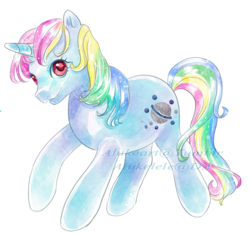Size: 600x567 | Tagged: safe, artist:alukelele, moonstone, pony, unicorn, g1, female, rainbow ponies, simple background, solo, transparent background