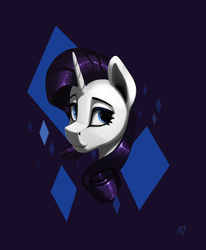 Size: 1327x1610 | Tagged: safe, artist:appletree12112, artist:appletree_at, rarity, pony, unicorn, g4, bust, cutie mark background, female, lidded eyes, looking at you, mare, solo