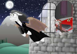 Size: 4960x3508 | Tagged: safe, artist:mr100dragon100, vampire, g4, flying, full moon, mare in the moon, moon