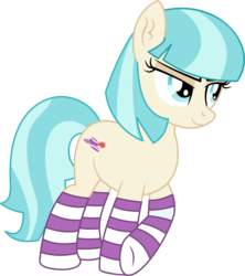 Size: 4315x4868 | Tagged: safe, artist:cyanlightning, coco pommel, earth pony, pony, g4, .svg available, absurd resolution, clothes, ear fluff, female, lidded eyes, mare, missing accessory, simple background, socks, solo, stockings, striped socks, thigh highs, transparent background, vector