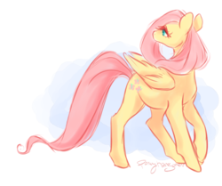 Size: 867x725 | Tagged: safe, artist:ponyhangover, fluttershy, pegasus, pony, g4, cute, female, shyabetes, solo, turned head