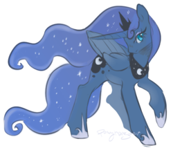 Size: 627x537 | Tagged: safe, artist:ponyhangover, princess luna, alicorn, pony, g4, crown, cute, ethereal mane, female, hoof shoes, jewelry, lunabetes, mare, regalia, simple background, solo, starry mane, turned head, white background