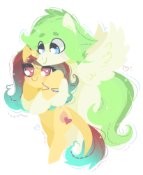 Size: 1280x1564 | Tagged: safe, artist:vivian reed, oc, oc only, pegasus, pony, beanbrows, blushing, bracelet, cute, eye clipping through hair, eyebrows, eyebrows visible through hair, female, heart, heart eyes, jewelry, male, oc x oc, ocbetes, shipping, straight, wingding eyes