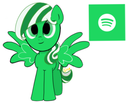 Size: 1377x1119 | Tagged: safe, artist:osha, oc, oc only, oc:spotify, pegasus, pony, cute, cutie mark, female, looking at you, mare, simple background, smiling, solo, spotify, spread wings, transparent background, wings