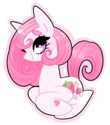 Size: 1120x1280 | Tagged: safe, artist:vivian reed, strawberry swirl, pony, g1, coat markings, dappled, female, g1betes, heart, heart eyes, ponyloaf, simple background, solo, transparent background, wingding eyes