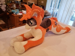 Size: 4032x3024 | Tagged: safe, artist:drzedworth, oc, oc:kiva, pony, robot, robot pony, irl, photo, plushie, prone, solo