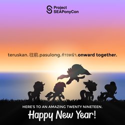 Size: 1200x1200 | Tagged: safe, oc, oc:indonisty, oc:kwankao, oc:pearl shine, oc:rosa blossomheart, oc:temmy, project seaponycon, 2019, chinese, filipino, friendship, galloping, happy new year, holiday, indonesian, malay, nation ponies, ocean, singapore, sunrise, tagalog, thai