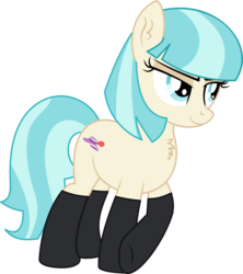 Size: 4315x4868 | Tagged: safe, artist:cyanlightning, coco pommel, earth pony, pony, g4, .svg available, absurd resolution, chest fluff, clothes, ear fluff, female, lidded eyes, mare, missing accessory, simple background, socks, solo, stockings, thigh highs, transparent background, vector