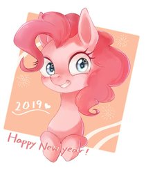 Size: 800x950 | Tagged: safe, artist:watawata_pony, pinkie pie, earth pony, pony, g4, 2019, female, happy new year, happy new year 2019, holiday, mare, smiling, solo