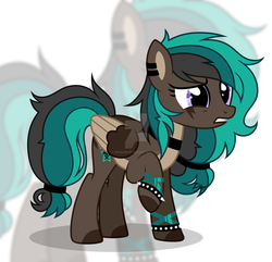 Size: 1920x1849 | Tagged: safe, artist:dianamur, oc, oc only, pegasus, pony, deviantart watermark, female, mare, obtrusive watermark, solo, spiked wristband, watermark, wristband, zoom layer