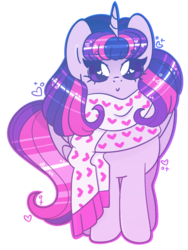 Size: 948x1261 | Tagged: safe, artist:vivian reed, twilight sparkle, alicorn, pony, g4, beanbrows, clothes, cute, dilated pupils, eyebrows, eyebrows visible through hair, female, heart, heart eyes, scarf, shiny mane, solo, twiabetes, twilight sparkle (alicorn), wingding eyes