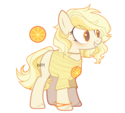 Size: 1024x931 | Tagged: safe, artist:biitt, oc, oc only, earth pony, pony, blank flank, clothes, female, food, mare, orange, shirt, simple background, solo, transparent background