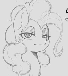 Size: 480x537 | Tagged: safe, artist:tre, pinkie pie, earth pony, pony, g4, female, grayscale, mare, monochrome, resting bitch face, solo