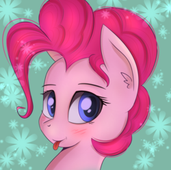 Size: 1533x1526 | Tagged: safe, artist:brok-enwings, pinkie pie, earth pony, pony, g4, female, mare, smiling, solo, tongue out