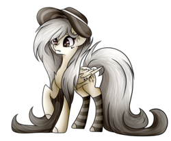 Size: 4085x3362 | Tagged: safe, artist:xxmelody-scribblexx, oc, oc only, oc:queen bee, pegasus, pony, clothes, female, hat, mare, simple background, socks, solo, striped socks, transparent background