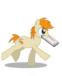 Size: 693x840 | Tagged: safe, artist:pizzamovies, oc, oc only, oc:pizzamovies, earth pony, pony, animated, blue eyes, delivery, food, galloping, gif, male, meat, pepperoni, pepperoni pizza, pizza, pizza box, pizza time, simple background, smiling, solo, stallion