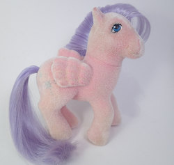 Size: 1500x1420 | Tagged: safe, artist:poniesofdooom, north star (g1), g1, etsy, flocking, irl, lofty pose, photo, so soft, toy