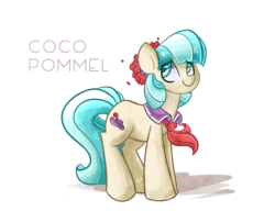 Size: 800x615 | Tagged: safe, artist:azimooth, coco pommel, earth pony, pony, g4, cocobetes, cute, eye clipping through hair, female, mare, simple background, solo, white background