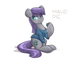 Size: 800x615 | Tagged: safe, artist:azimooth, boulder (g4), maud pie, earth pony, pony, g4, eye clipping through hair, female, mare, simple background, sitting, solo, white background
