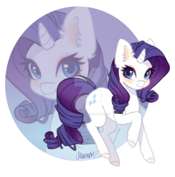 Size: 1024x1038 | Tagged: safe, artist:meena-artworks, rarity, pony, unicorn, colored ears, colored hooves, cute, deviantart watermark, ear fluff, female, obtrusive watermark, raribetes, solo, watermark, zoom layer