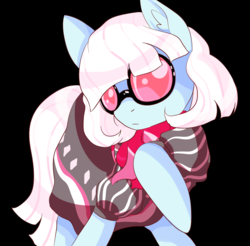Size: 1280x1258 | Tagged: safe, artist:tazmiliandevil, photo finish, pony, g4, black background, clothes, ear fluff, female, mare, simple background, solo