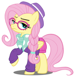 Size: 5000x5172 | Tagged: safe, artist:twilirity, fluttershy, pegasus, pony, fake it 'til you make it, g4, absurd resolution, alternate hairstyle, clothes, female, glasses, hat, hipster, hipstershy, hot pants, mare, raised hoof, simple background, transparent background, vector