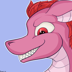 Size: 2362x2362 | Tagged: safe, artist:rubiont, oc, oc only, oc:fidget tail, dracony, dragon, hybrid, bust, grin, high res, smiling