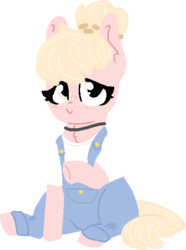 Size: 430x579 | Tagged: safe, artist:nootaz, oc, oc:sugar plump, pegasus, pony, chubby, clothes, overalls