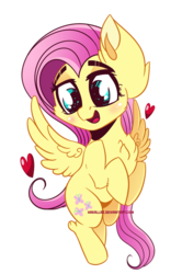Size: 1160x1742 | Tagged: safe, artist:hagalazka, fluttershy, pegasus, pony, g4, blushing, chest fluff, cute, female, heart, mare, open mouth, shyabetes, simple background, solo, transparent background
