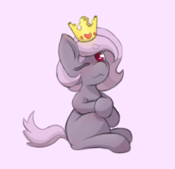 Size: 829x802 | Tagged: safe, artist:parfait, oc, oc only, oc:sonny sugar, pony, crown, jewelry, one eye closed, regalia, smug, solo, wink