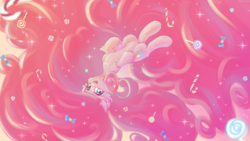 Size: 1920x1080 | Tagged: safe, artist:melloncollie-chan, pinkie pie, earth pony, pony, g4, candy, cute, female, food, impossibly large hair, impossibly long mane, lollipop, long mane, mare, open mouth, solo