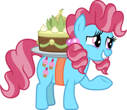 Size: 3478x3000 | Tagged: safe, artist:cloudy glow, cup cake, earth pony, pony, g4, the perfect pear, cake, chiffon swirl, female, food, high res, simple background, smiling, solo, transparent background, underhoof, vector