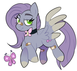 Size: 1840x1688 | Tagged: safe, artist:acluigiyoshi, oc, oc only, pegasus, pony, bandaid, bandaid on nose, choker, female, magical lesbian spawn, mare, offspring, parent:fluttershy, parent:limestone pie, simple background, solo, transparent background