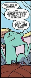 Size: 160x406 | Tagged: safe, artist:kate sherron, idw, official comic, yona, zephyr breeze, pegasus, pony, g4, spoiler:comic, spoiler:comic74, comb, cropped, eyes closed, male, offscreen character, wings