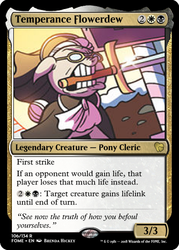 Size: 375x523 | Tagged: safe, artist:brenda hickey, edit, temperance flowerdew, pony, g4, spoiler:comic63, carrie nation, ccg, glasses, magic the gathering, sword, trading card, trading card edit, weapon