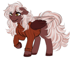 Size: 1024x827 | Tagged: safe, artist:azure-art-wave, oc, oc:lightshot lovegood, pony, clothes, colored wings, deviantart watermark, male, obtrusive watermark, offspring's offspring, simple background, stallion, sweater, transparent background, two toned wings, watermark