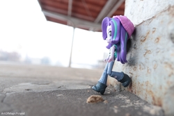 Size: 6000x4000 | Tagged: safe, artist:artofmagicpoland, starlight glimmer, equestria girls, equestria girls specials, g4, my little pony equestria girls: mirror magic, beanie, doll, equestria girls minis, female, hat, irl, photo, punk is not dead, solo, song reference, toy, train station