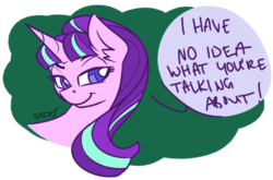Size: 791x521 | Tagged: safe, artist:cadetredshirt, starlight glimmer, pony, unicorn, g4, bust, colored, female, leaning, mare, s5 starlight, sketch, smug, solo