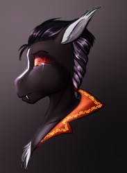 Size: 1076x1470 | Tagged: safe, artist:blackblood-queen, oc, oc only, oc:damion bates, bat pony, anthro, anthro oc, bat pony oc, clothes, crying, eyeshadow, fangs, makeup, male, solo, stallion