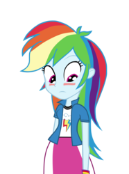 Size: 1024x1376 | Tagged: safe, artist:sagezenol, rainbow dash, equestria girls, g4, blushing, female, simple background, solo, transparent background